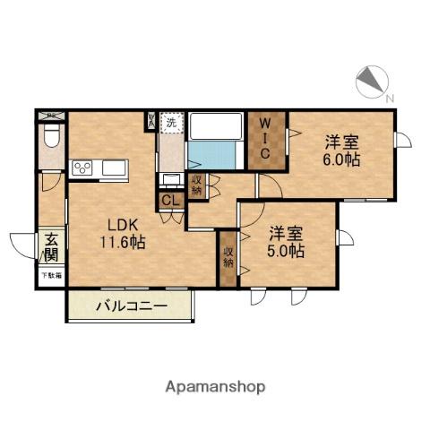 GRANDE OLIVE(2LDK/2階)の間取り写真