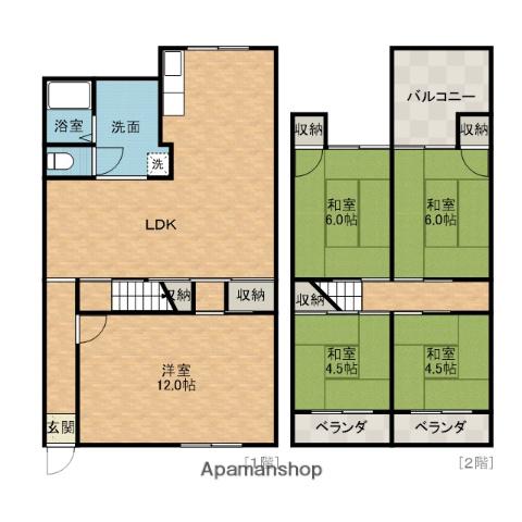 東海道本線 茨木駅 徒歩16分 2階建 築54年(5LDK)の間取り写真