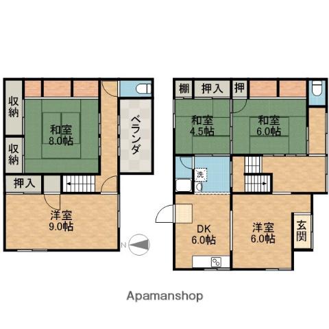 東海道本線 千里丘駅 徒歩7分 2階建 築62年(5DK)の間取り写真