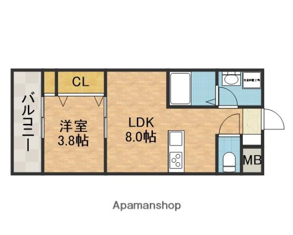 ソルヴィヴェール千里丘(1LDK/2階)の間取り写真