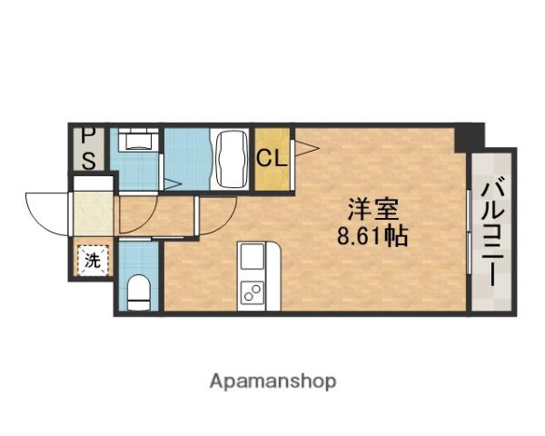 ロイス南茨木(1K/1階)の間取り写真