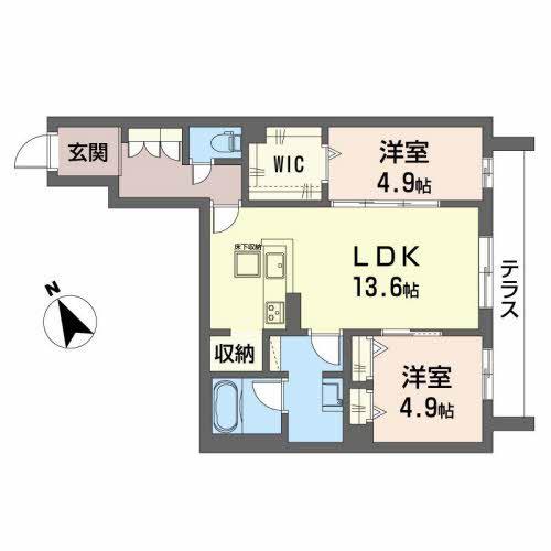 LINDEN PLACE(2LDK/1階)の間取り写真