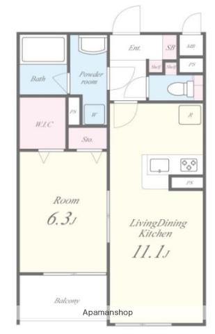 LOIREF2(1LDK/1階)の間取り写真