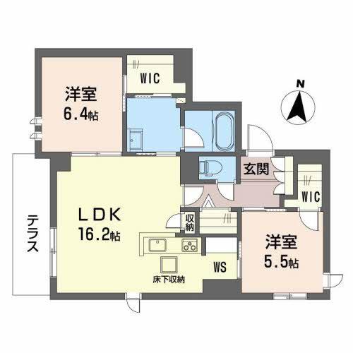 シャーメゾン エレガンス(2LDK/1階)の間取り写真