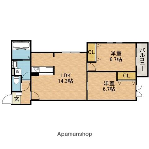 MOCXION MANOIR(2LDK/1階)の間取り写真