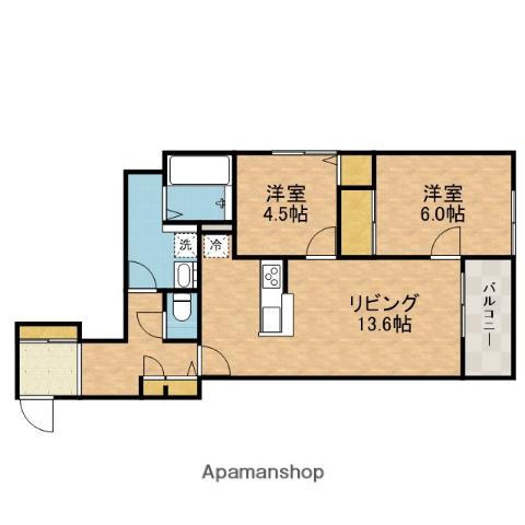 BELLE LEAD 新中条(2LDK/2階)の間取り写真