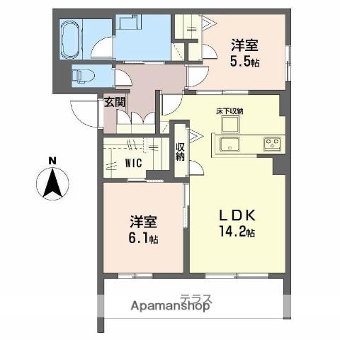 シャーメゾン ソルコート 上中条(2LDK/1階)の間取り写真