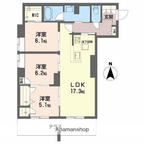 シャーメゾン ソルコート 上中条(3LDK/1階)の間取り写真