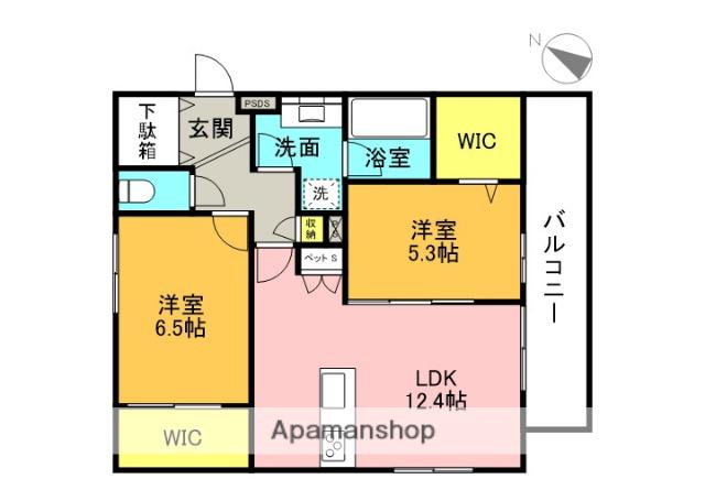 エルビエント(2LDK/2階)の間取り写真