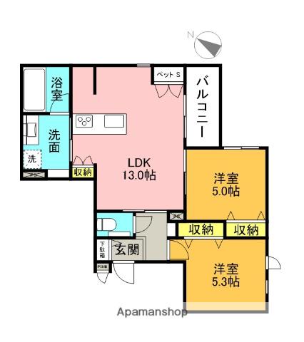 エルビエント(2LDK/2階)の間取り写真