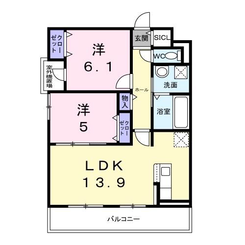 ブリーヴィアコート(2LDK/3階)の間取り写真