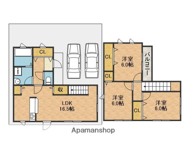 大阪モノレール本線 南茨木駅 徒歩3分 2階建 築1年(3LDK)の間取り写真