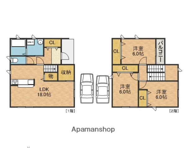 大阪モノレール本線 南茨木駅 徒歩3分 2階建 築1年(3SLDK)の間取り写真