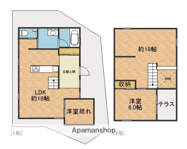 東海道本線 千里丘駅 徒歩17分 2階建 築8年(2SLDK)の間取り写真