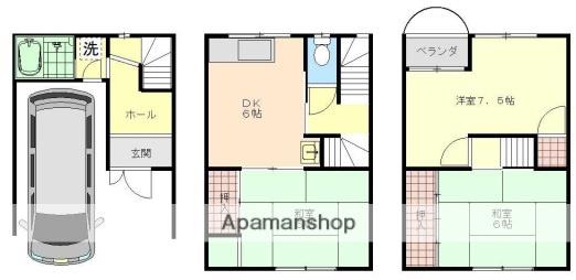 桑田町テラスハウス(3DK)の間取り写真