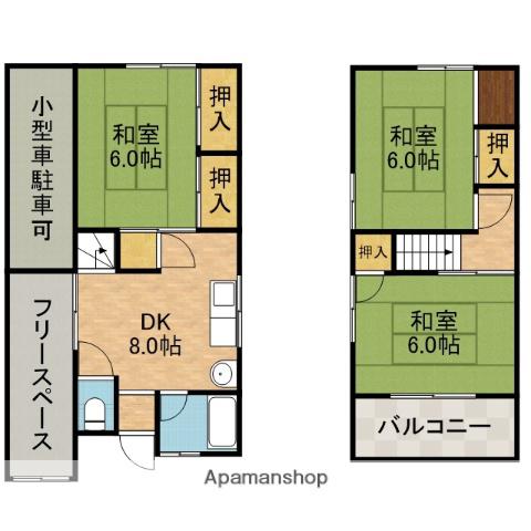 東海道本線 千里丘駅 徒歩8分 2階建 築53年(3DK)の間取り写真