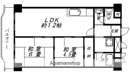 グリーンハイツ紫明園(2LDK/4階)の間取り写真