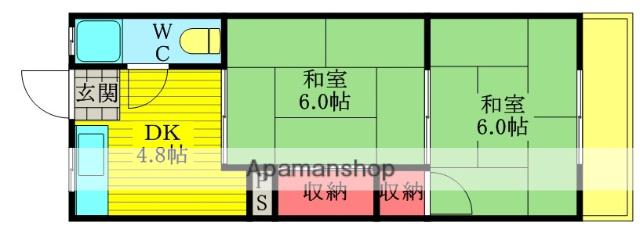 第1清涼マンション(2K/5階)の間取り写真