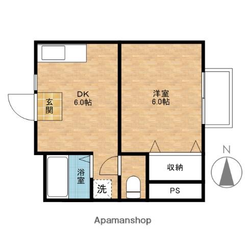 ハイツ西田(1DK/2階)の間取り写真