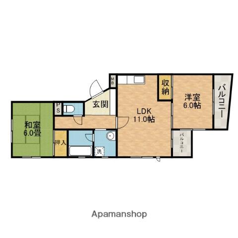 テイスティハイツ(2LDK/2階)の間取り写真