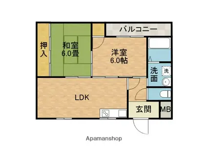 長澤マンション(2LDK/3階)の間取り写真