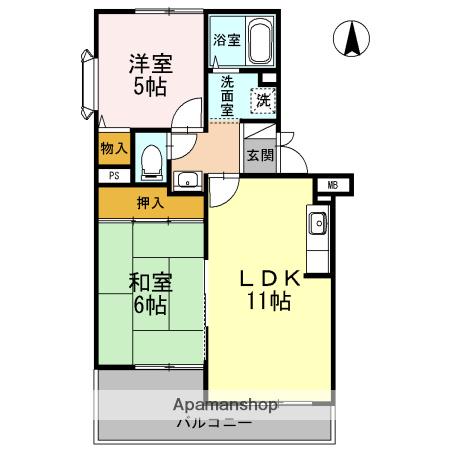 高井マンション(2LDK/1階)の間取り写真