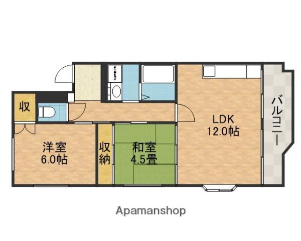 グランディ栄町(2LDK/2階)の間取り写真