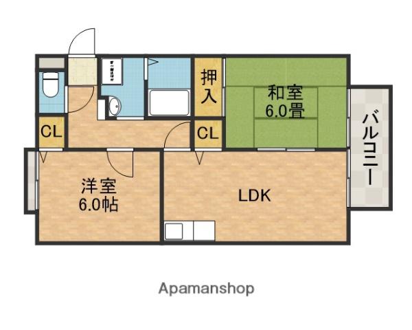 ウエストコート(2LDK/1階)の間取り写真