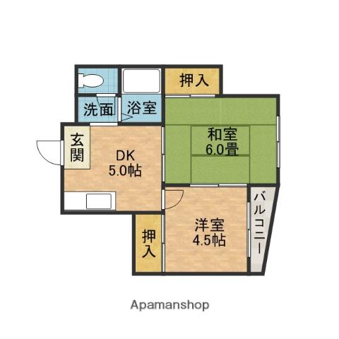 恵光ビル(2DK/2階)の間取り写真