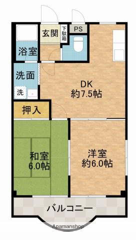 カサアルタ(2DK/3階)の間取り写真