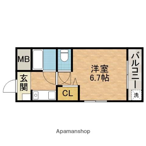 フルーレ高槻(1K/3階)の間取り写真