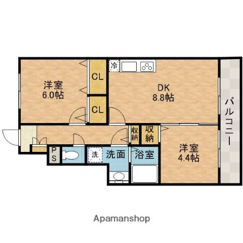 ルーセントベガ(2DK/1階)の間取り写真