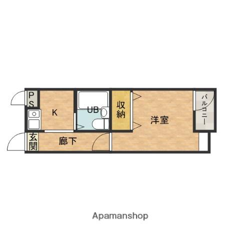 東白マンション(1K/1階)の間取り写真