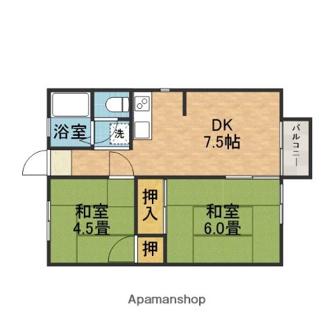 ハイツ真田(2DK/2階)の間取り写真