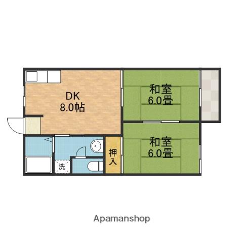宮之川原サンハイツ(2DK/2階)の間取り写真