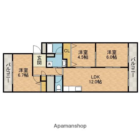 サンヴェール高槻(3LDK/4階)の間取り写真