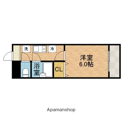 クロシオハイツⅤ(1K/1階)の間取り写真