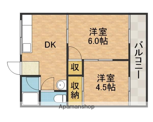 名神ハイツ(2DK/1階)の間取り写真