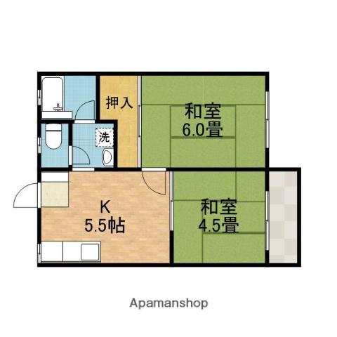 パナハイツ古曽部(2K/1階)の間取り写真