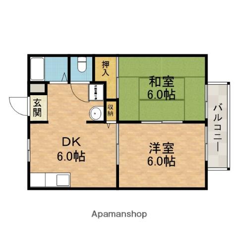 エクセレント高槻D棟(2DK/2階)の間取り写真
