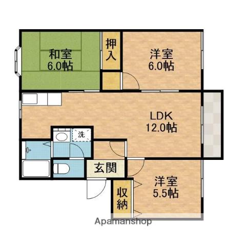 アルカディア見晴台(3LDK/2階)の間取り写真