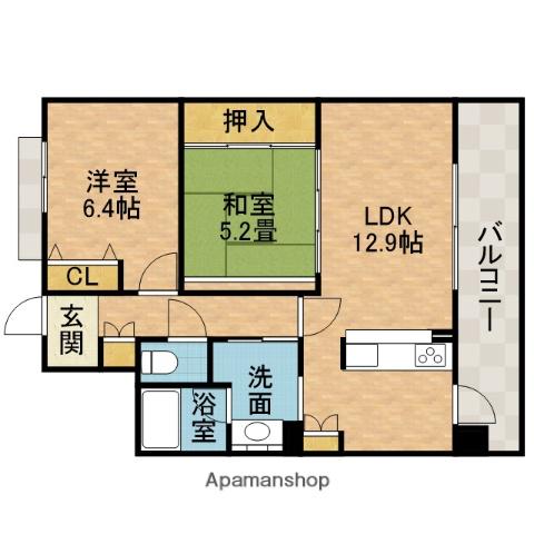 パセオ上牧(2LDK/5階)の間取り写真