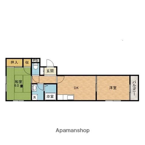 メゾンドルミエール(2DK/1階)の間取り写真