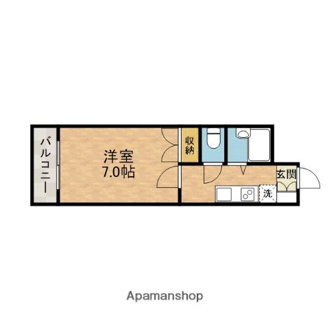 HILLTOPTERADA(1K/1階)の間取り写真