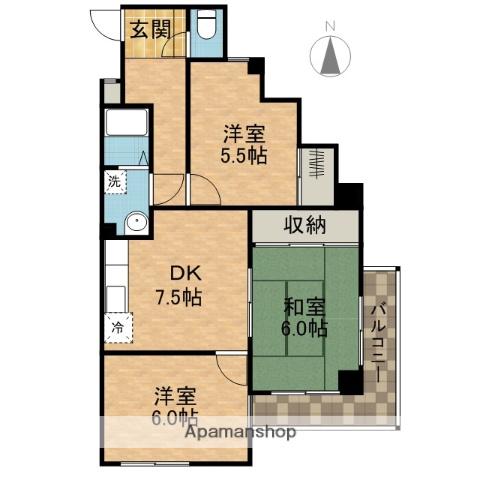 ベルハウス高槻(3DK/1階)の間取り写真