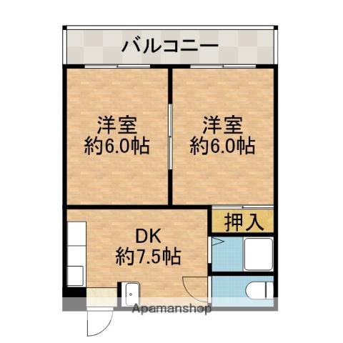 プレアール高槻春日(2DK/3階)の間取り写真