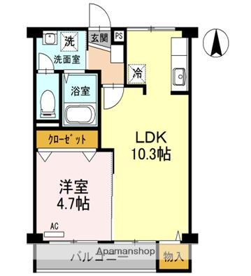 松原マンション(1LDK/1階)の間取り写真