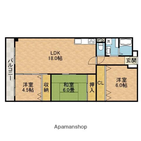 シャルマンコーポ摂津富田(3LDK/5階)の間取り写真