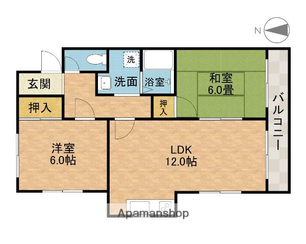 メゾンヴィラージュ(2LDK/2階)の間取り写真