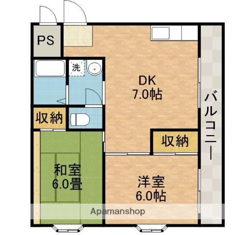 大塚チェリーハイツ12(2DK/2階)の間取り写真